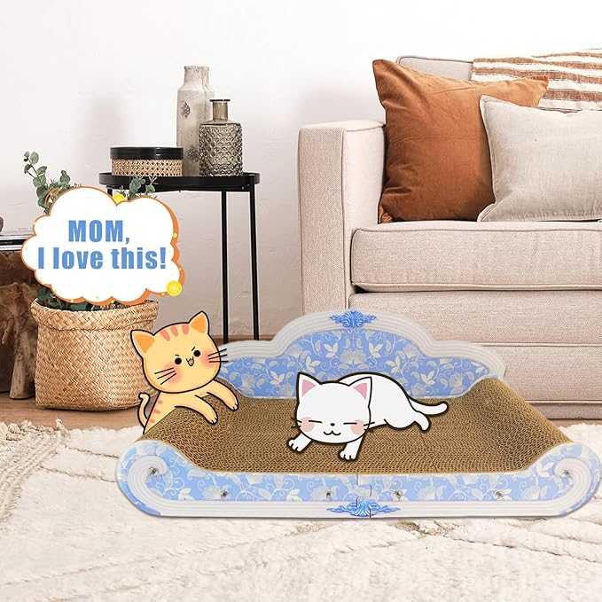 Luxury Cardboard Cat Scratcher Sofa Bed, Couch Shaped Cat Scratching Board - Image 6