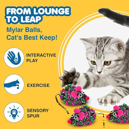 SunGrow 12 Pack Cat Crinkle Mice, 6x1.5 Inch Mice - Image 3