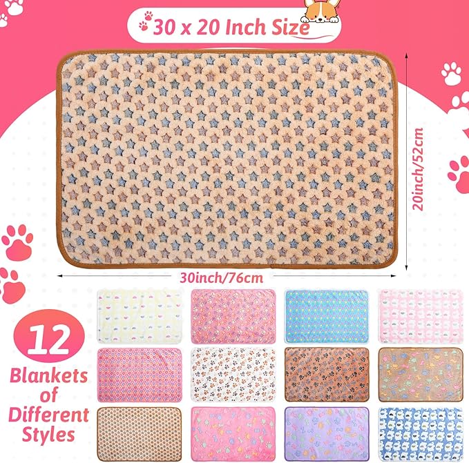 Tatuo 12 Pieces Puppy Blanket Warm Dog Cat Sleep Mat Pet Kitten Doggy Fleece - Image 2