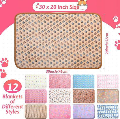 Tatuo 12 Pieces Puppy Blanket Warm Dog Cat Sleep Mat Pet Kitten Doggy Fleece - Image 2