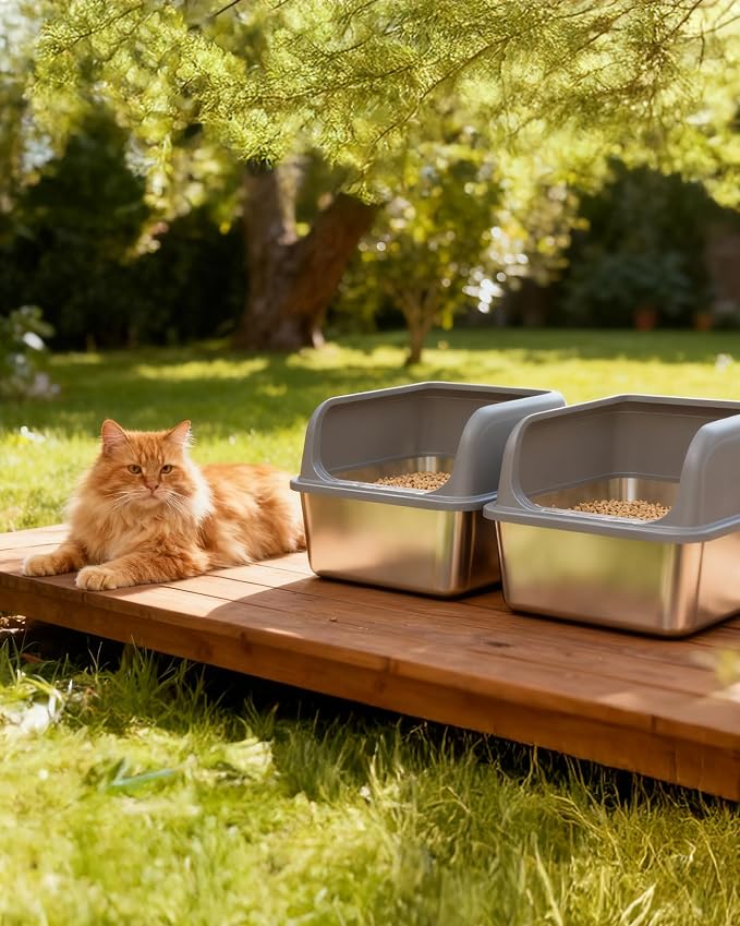 2-Pack Stainless Steel Cat Litter Box - Image 8