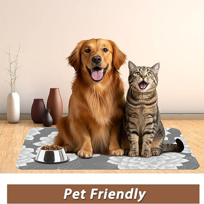 Dahlia Dog Cat Food Mat, Non-Slip Water Bowl Placemat, Indoor Pet Accessories - Image 6