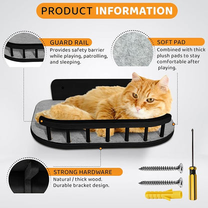 Cat Wall Shelves with 3 Steps – Modern Wood Wall Mounted Furniture, Climber & - Image 3