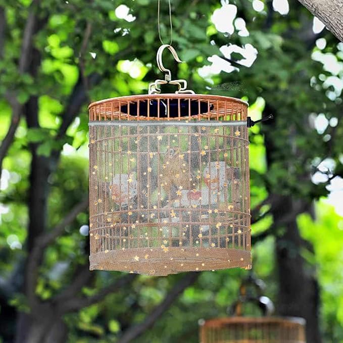 Bird Cage Seed Catcher, 45-90'' Adjustable Cover, Universal Nylon Mesh Net - Image 7