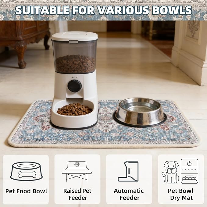 PUPTECK Dog Food Mat, Absorbent Pet Feeding Bowl Mat, Non-Slip Dog Mat - Image 7