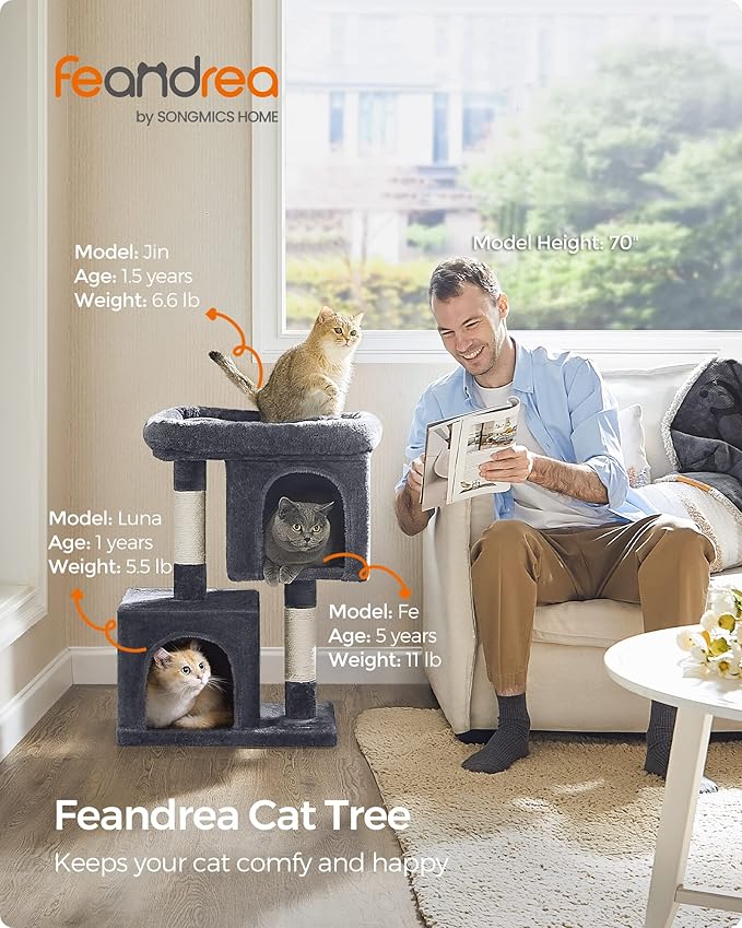 Feandrea Cat Tree, 29.1-Inch Cat Tower, Plush Condo - Image 2