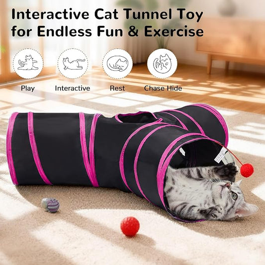 Tempcore Pet Tube Toys 3 Way Collapsible, Cat Tunnels - Image 2