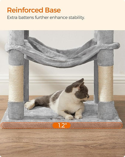 Feandrea Cat Tree, 55.1-Inch Cat Tower, Plush Multi-Level Condo - Image 9