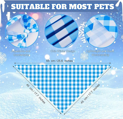 Abbylike 50 Pcs Plaid Dog Bandanas Bulk Blue Checkered Bandanas - Image 3