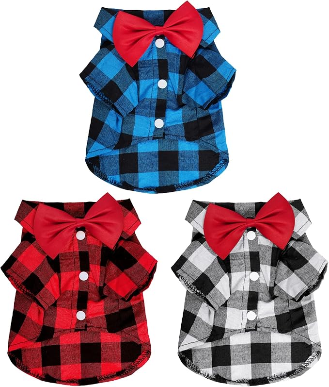 Tongcloud 3 Pack Plaid Puppy Cat & Dog Shirts by Tongcloud
