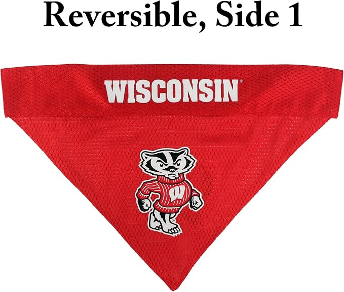 Pets First Collegiate Pet Accessories, Reversible Bandana, Wisconsin Badgers - Image 3