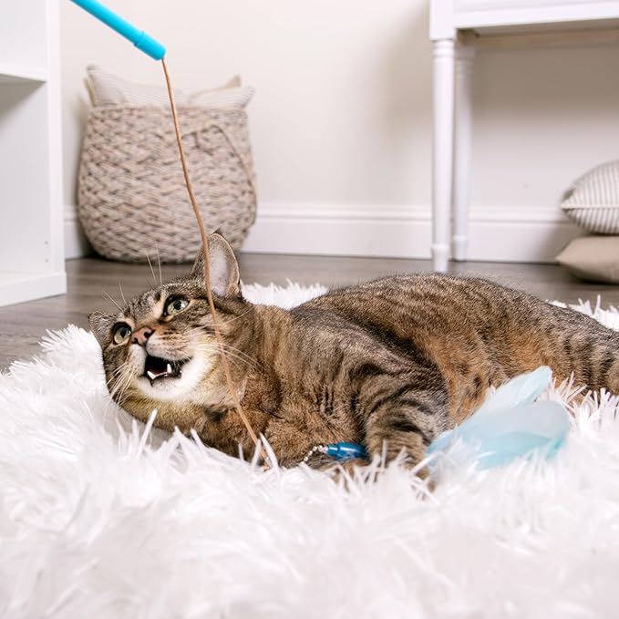 SmartyKat Frisky Flyer Feather Wand Cat Toy, Extendable Up to 24" - Image 7
