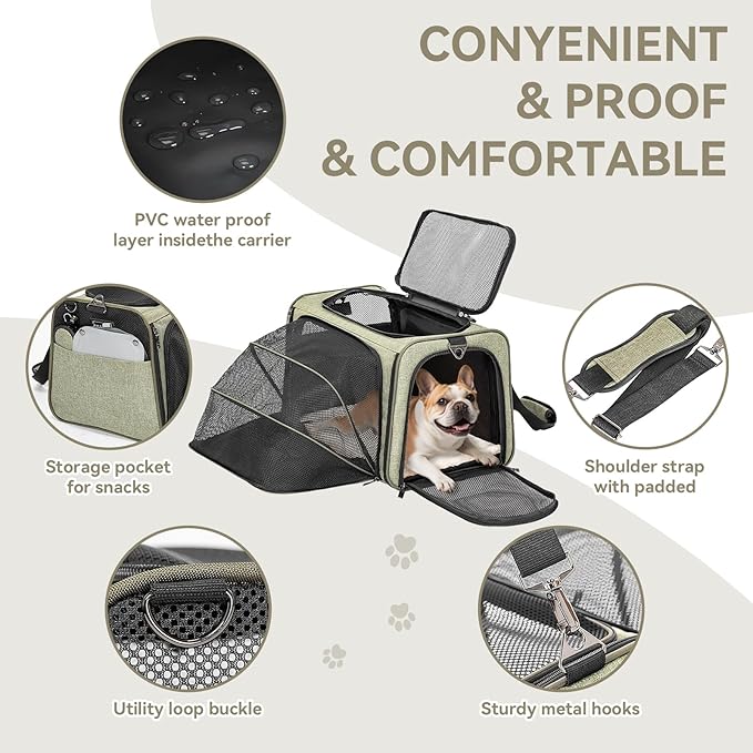 Petsfit Expandable Cat Carrier Dog Carrier, Soft-Sided Collapsible Portable Pet - Image 6