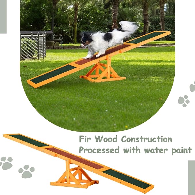 71" Dog Agility Seesaw Outdoor for Training and Exercise, Wooden Agility Dog - Image 5