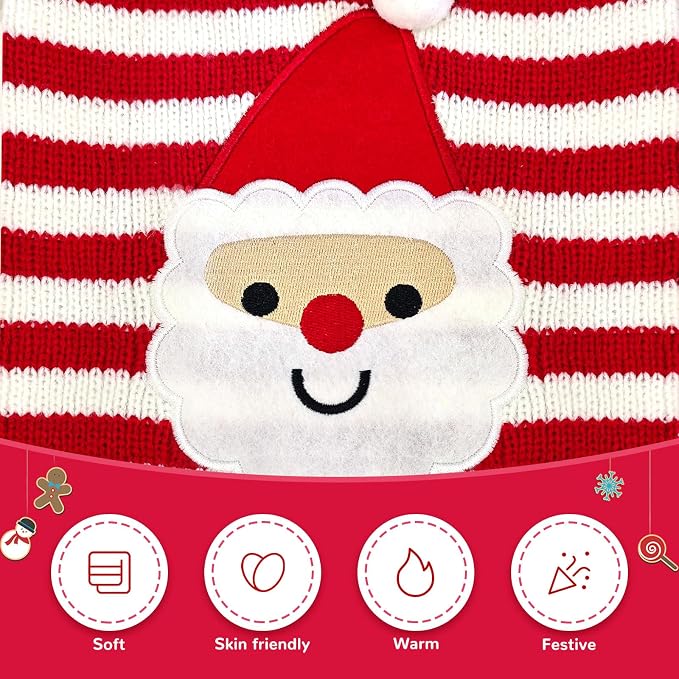 Dog Christmas Sweater Xmas Pet Clothes Cute Striped Santa Claus Costume Holiday - Image 5