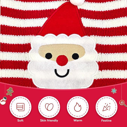 Dog Christmas Sweater Xmas Pet Clothes Cute Striped Santa Claus Costume Holiday - Image 5