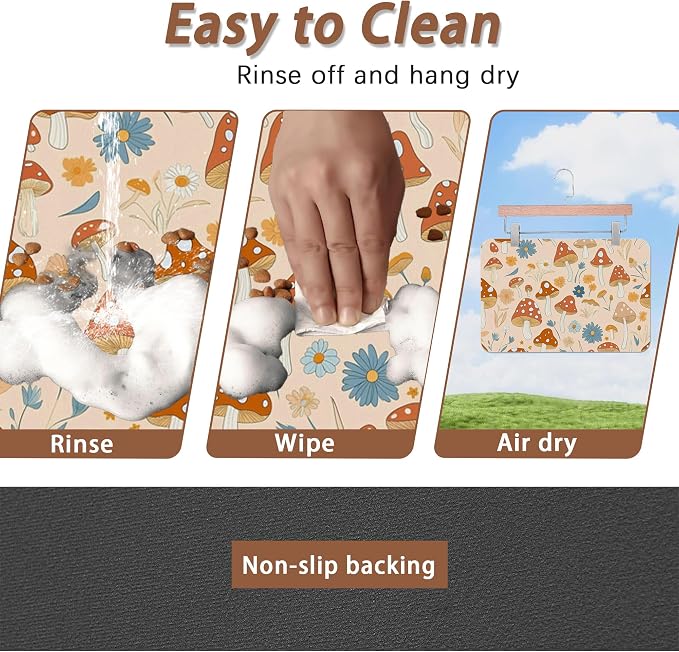 Cute Mushroom Flower Dog Cat Food Mat, Absorbent Pet Feeding Mat - Image 4