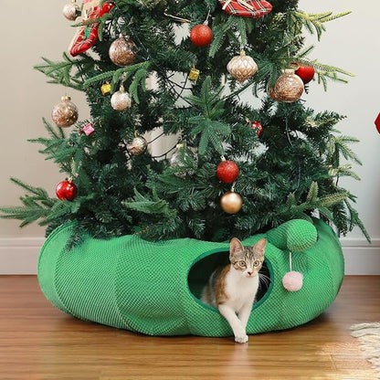 PEQULTI Cat Tunnel with Bed for Indoor Cats, Cat Play Donut Tunnel with - Image 3