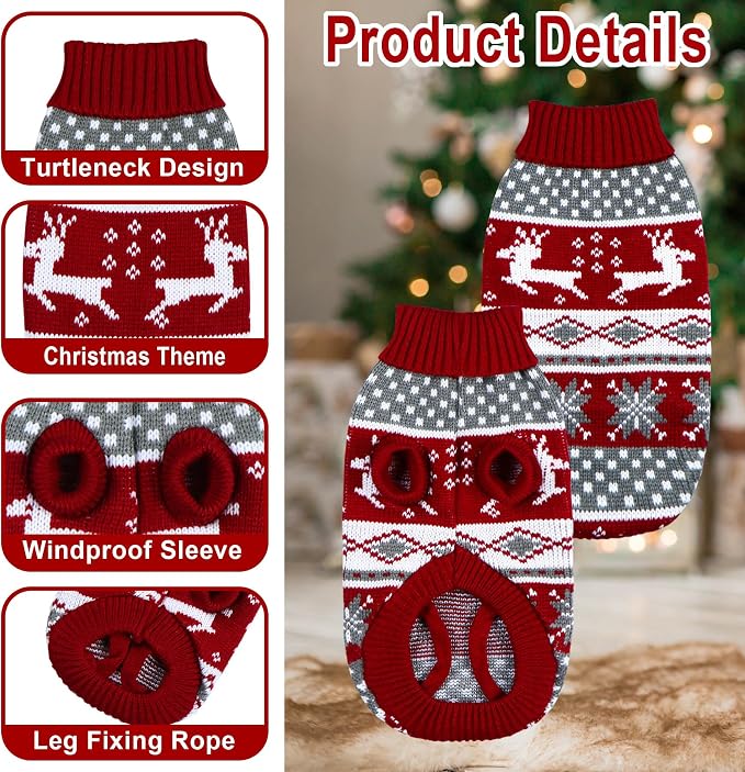 Cat Dog Christmas Sweater Pet Winter Warm Coat Pajamas Small Dog Sweaters - Image 4