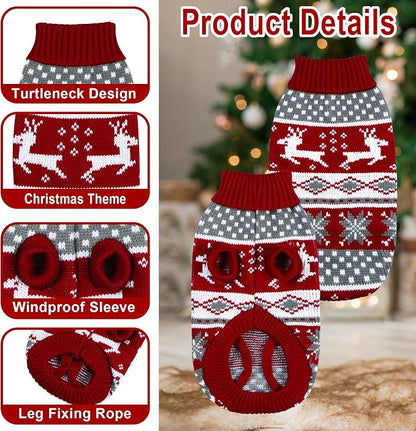 Cat Dog Christmas Sweater Pet Winter Warm Coat Pajamas Small Dog Sweaters - Image 4