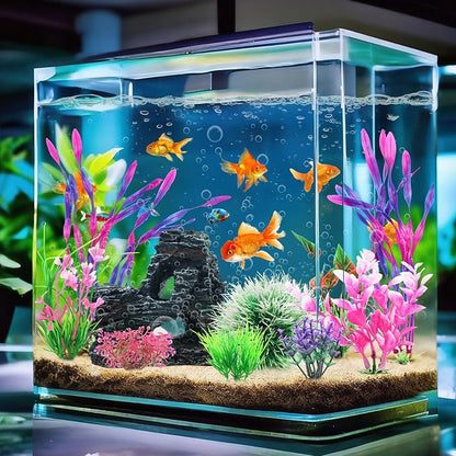 Fish Tank Accessories, Aquarium Fish Tank Plastic Plants and Cave Rock - Image 7