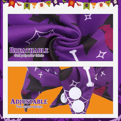 PAWCHIE Dog Halloween Bandanas 4 Pack, Reversible Pumpkin Dogs Scarf Bibs - Image 4