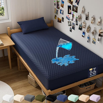 OhGeni 100% Waterproof Mattress Protector, Twin-Navy Blue Size Mattress Pad by OhGeni