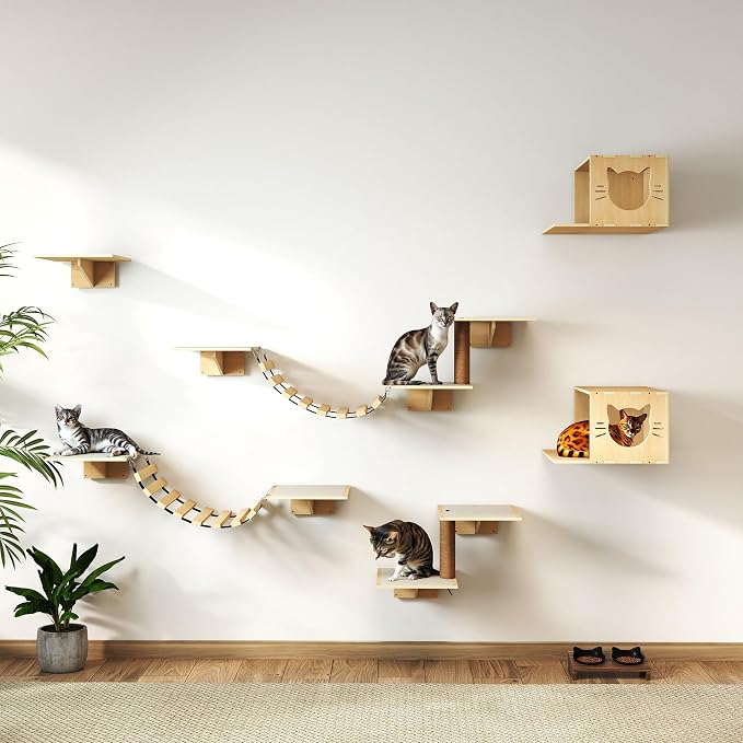 12-Pc Cat Wall Shelves, Cat Wall Furniture Set - Image 6