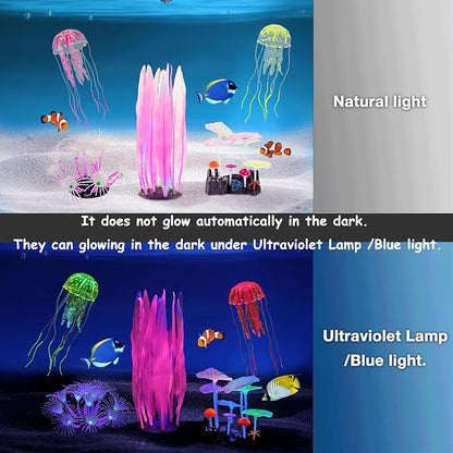 Lpraer 5 Pack Glow Aquarium Decorations Kelp Coral Mushroom Sun Flower - Image 2