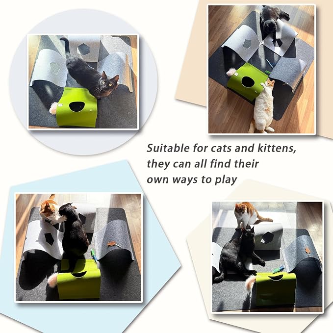 Interactive Cat Tunnel Toys for Indoor Cats, 4-Way Felt Cat Tunnel Play Mat - Image 4