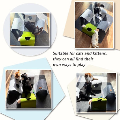 Interactive Cat Tunnel Toys for Indoor Cats, 4-Way Felt Cat Tunnel Play Mat - Image 4