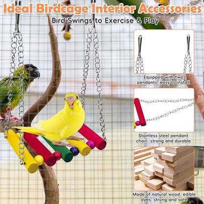 PINVNBY 2PCS Bird Ladder Bridge, Bamboo Bird Toys - Image 4