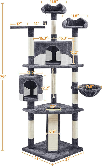 Yaheetech 79in Multi-Level Cat Trees Indoor Cat Tower - Image 3