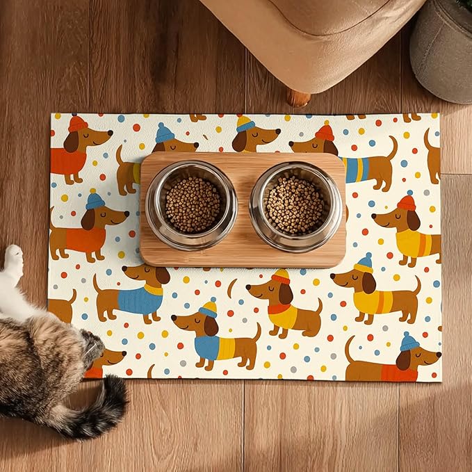 Adorable Dachshund Puppy Pet Food Mat - Image 5
