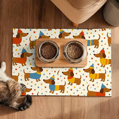 Adorable Dachshund Puppy Pet Food Mat - Image 5