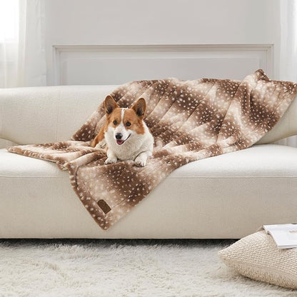 Waterproof Pet Blanket, Christmas Faux Fur Deer Print Blanket, Woman Sofa Bed by COZYKISS