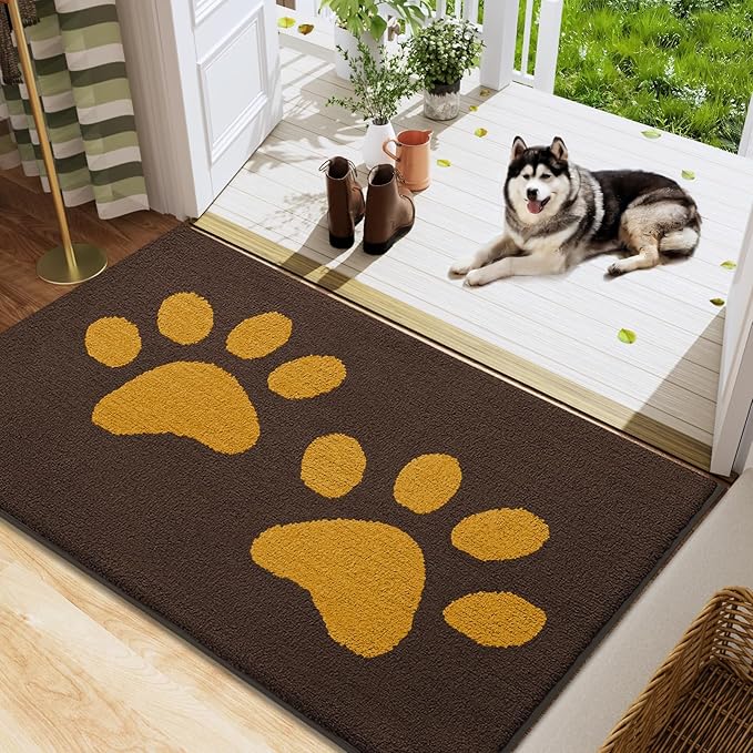 Buganda Dog Door Mat for Muddy Paws, Absorbent Dirt Trapper Washable Indoor by Buganda