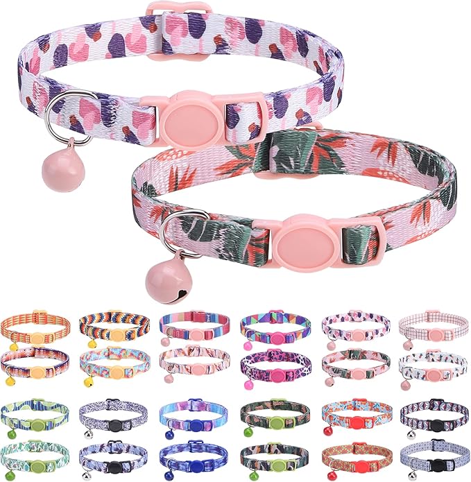 Breakaway Cat Collars for Girl Boy Cats, Spring Summer All Weather Cat Collar by DILLYBUD
