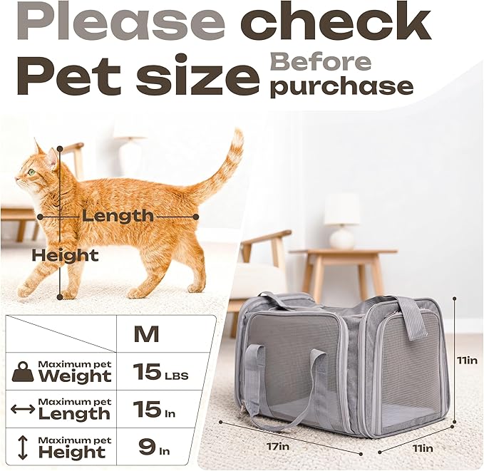 Pet Carrier for Cats, Guinea Pigs – Airline Approved Soft-Sided Travel Bag - Image 2