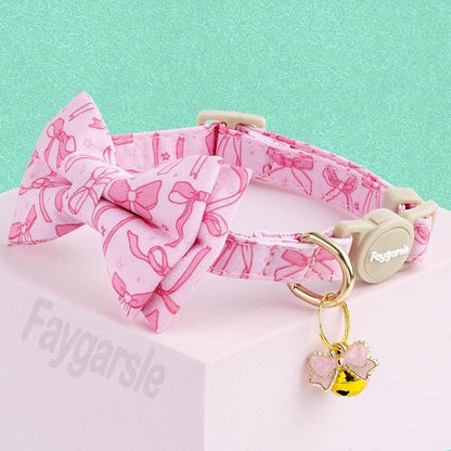 Faygarsle 2 Pack Pink Bow Pattern Cat Collar Set - Image 4