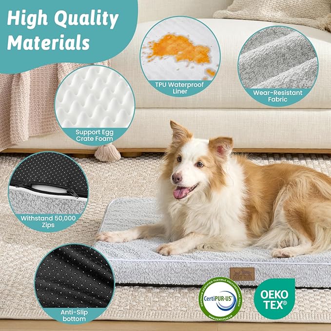 Dog Crate Bed for Medium Small Size Dogs, Rectangular Orthopedic Dog Beds - Image 5