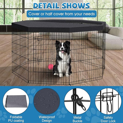 Dog Pen Pet Playpen Dog Fence Indoor Foldable Metal Wire Exercise Puppy Play - Image 4