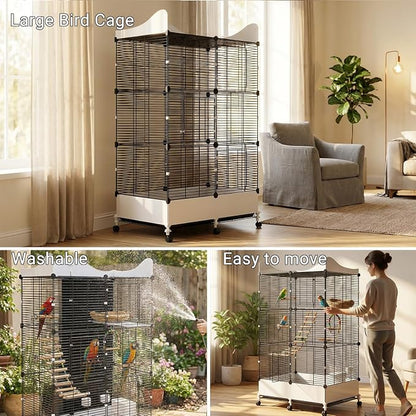 Encrypted Bird Cage Large Bird Cages 57-Inch, Top Storage Space, Bottom Splash - Image 3