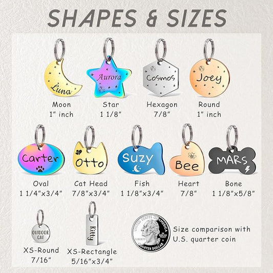 Anavia Small Size Dog Cat ID Tags, Small/XS Personalized Color Plated Stainless - Image 2