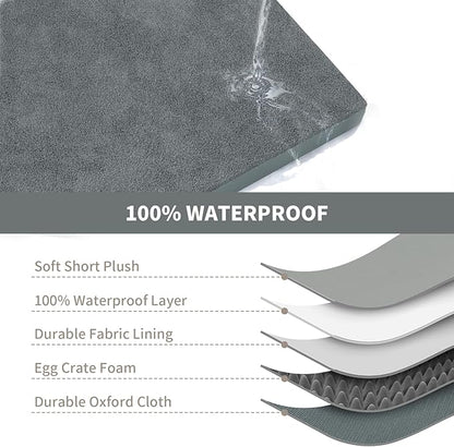 Plush Dog Bed for Medium Dogs, Waterproof Dog Crate Mat Orthopedic Egg Crate - Image 7