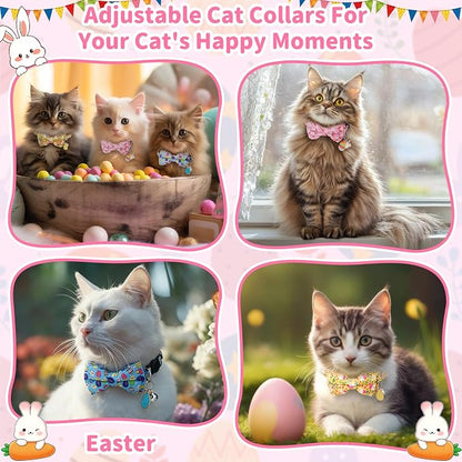 3 PCS Easter Cat Collars with Bow Tie and Bell, Spring Cat Collars Eggs Rabbit - Image 6
