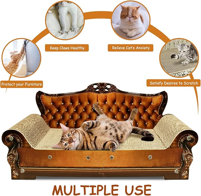 Luxury Cardboard Cat Scratcher Sofa Bed, Couch Shaped Scratching Board - Image 4