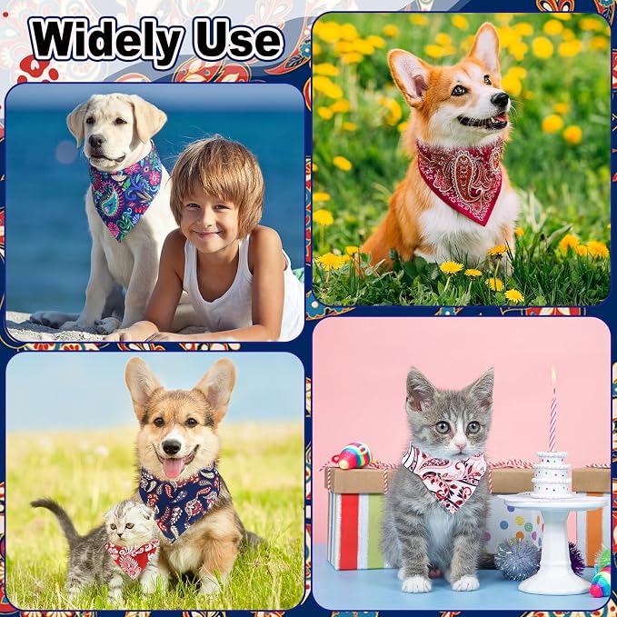 Aliceset 180 Pcs Paisley Dog Bandana Bulk Retro Bandanas - Image 7