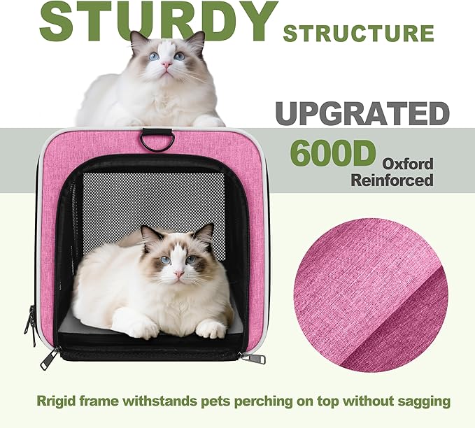 Cat Carrier 18x11x11 Delta Airline Approved, Easy Load Soft Pet Plane Travel - Image 4