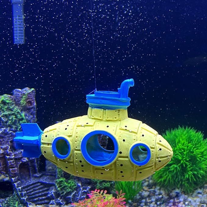Floating Fish Tank Decoration, LittleCute Retro Submarine AquariumDecoration - Image 4